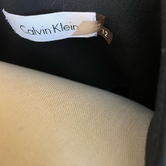 Calvin Klein Black Fit Flare knee length round neckline work dress - size 12 - Picture 7 of 9